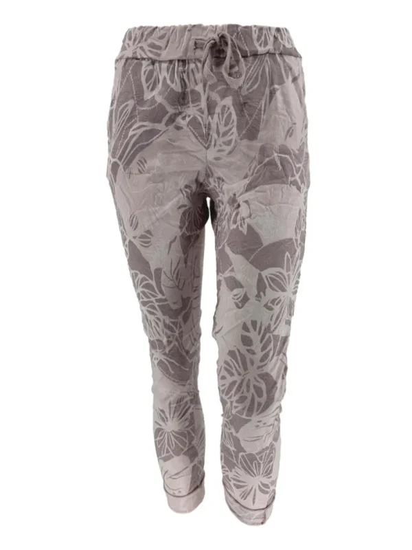 GROTERE Italy jogg-jeans met koord bladeren oud roze
