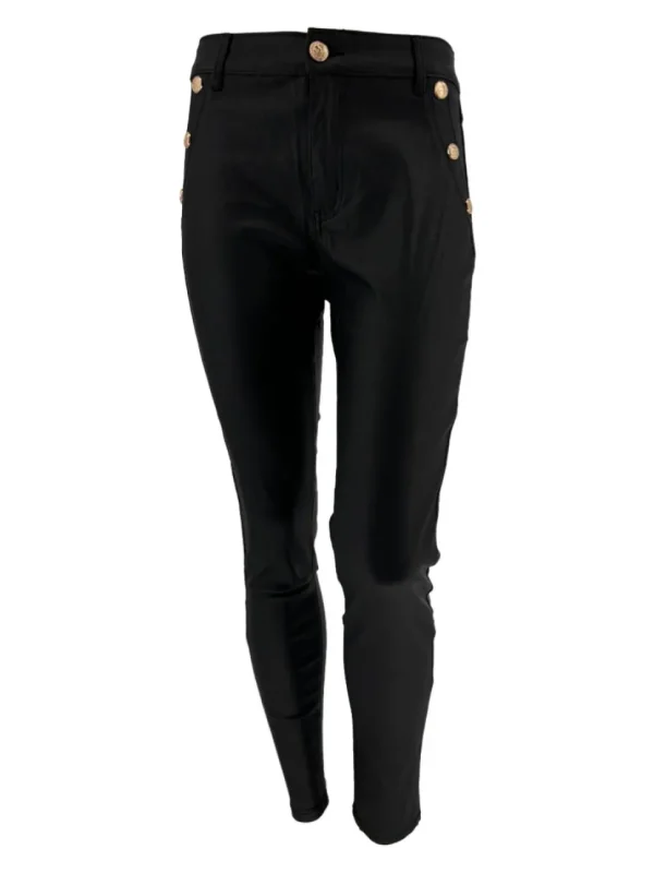 G-smack coating broek met gouden knopen mat zwart (SW5045-16).