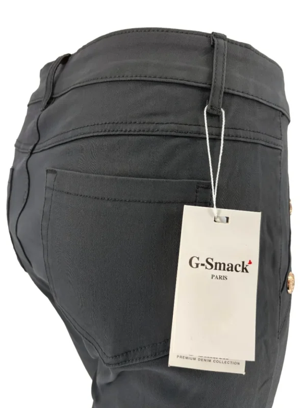 G-smack coating broek met gouden knopen mat zwart (SW5045-16).
