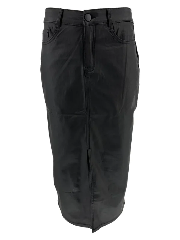 G-smack leather-look rok met split zwart (SW5059-1). SALE