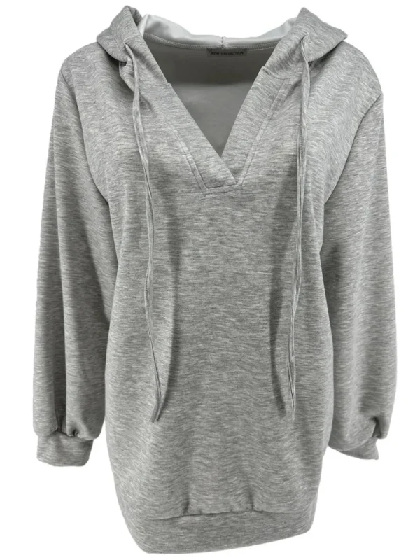 Hoodie met v-hals Orange fresh grijs GTS)