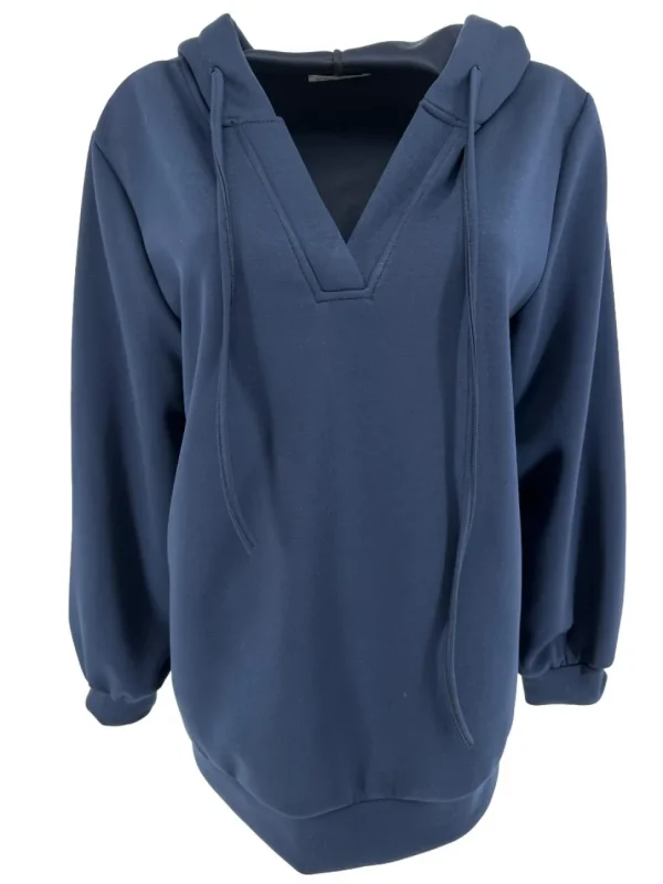 Hoodie met v-hals Orange fresh donker blauw. (GTS)