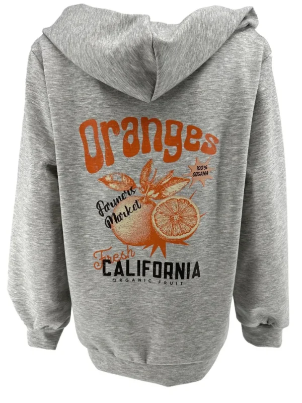 Hoodie met v-hals Orange fresh grijs GTS)