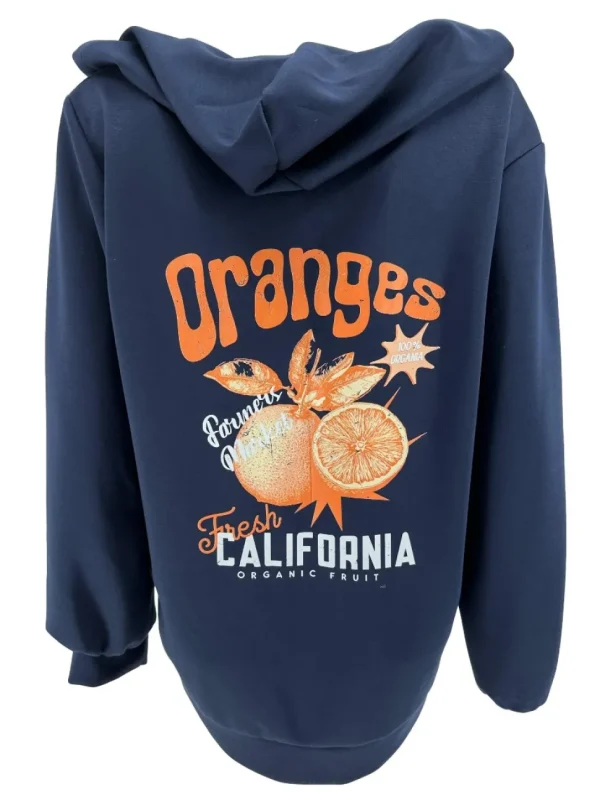 Hoodie met v-hals Orange fresh donker blauw. (GTS)