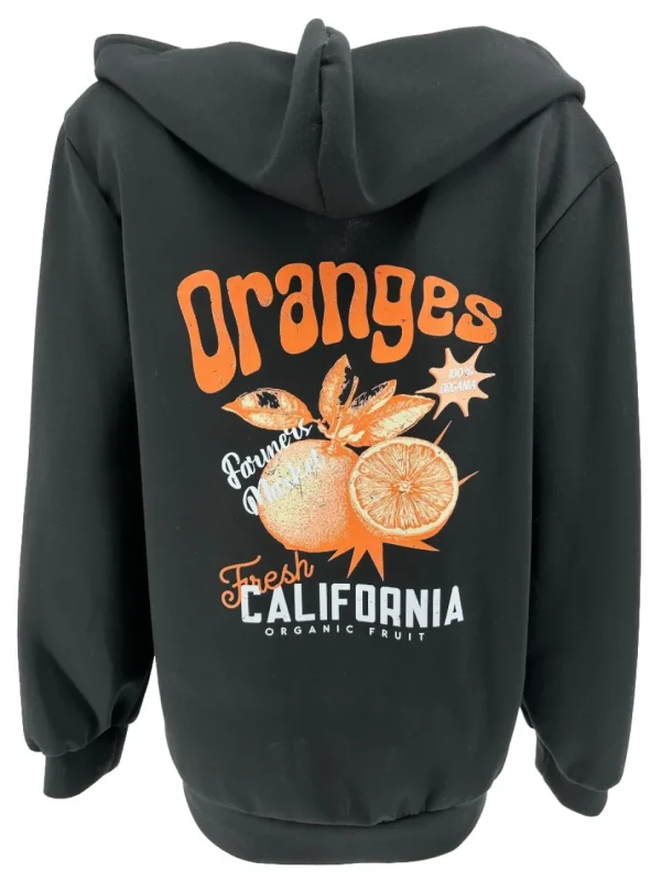 Hoodie met v-hals Orange fresh zwart (GTS)