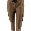 Italy CARGO coating broek met glitter koord choco
