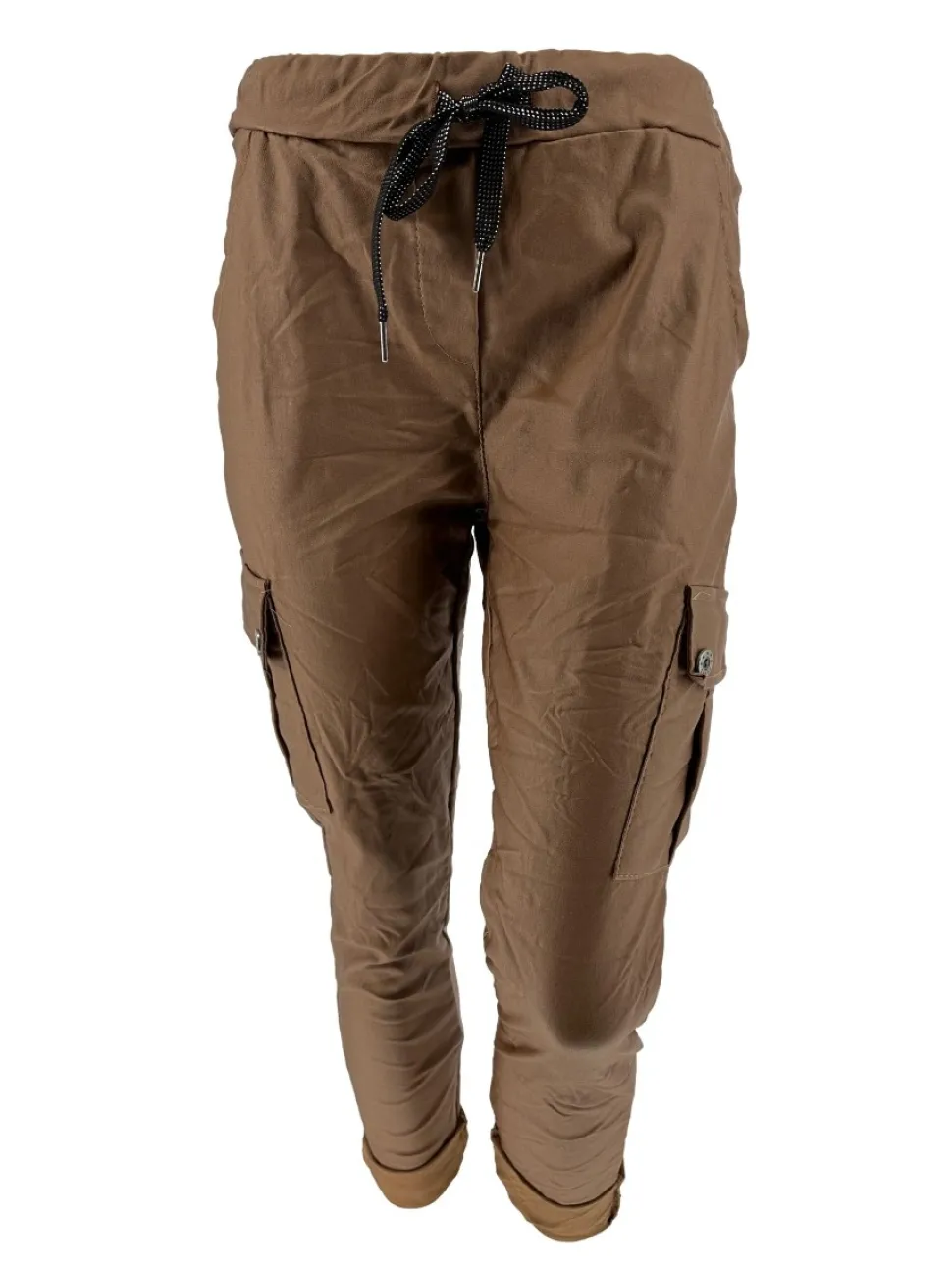 italy_cargo_coating_broek_0-1.webp Italy CARGO coating broek met glitter koord choco