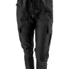 Italy CARGO coating broek met glitter koord zwart