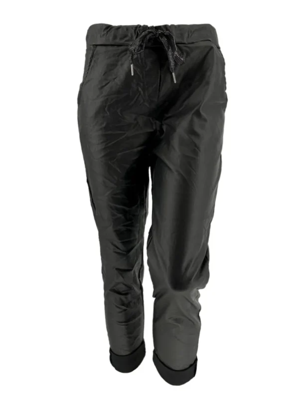 Italy coating broek met glitter koord zwart