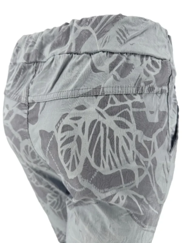 Italy jogg-jeans met koord bladeren grijs