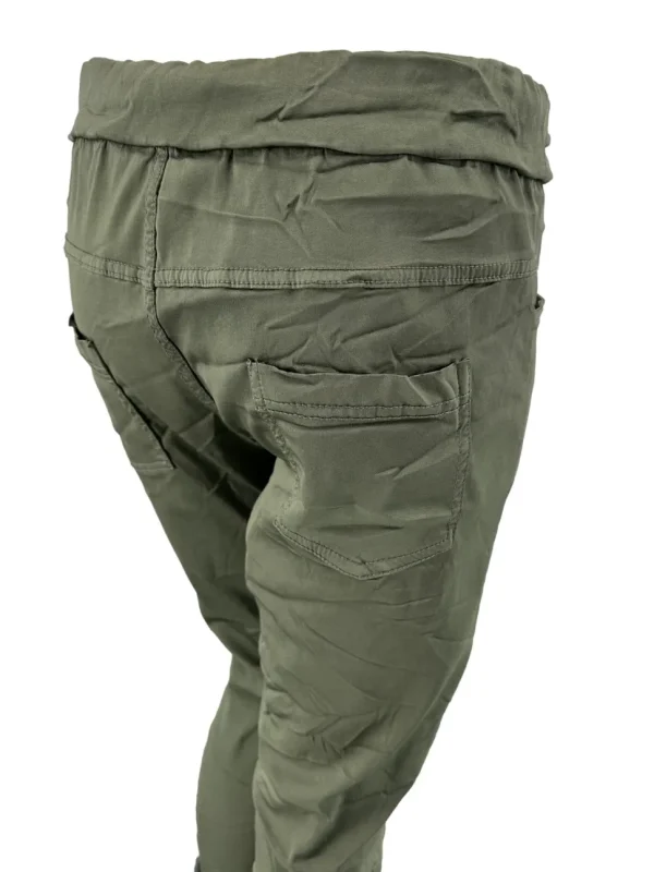 Jogg-jeans Blanco in satijn-look army
