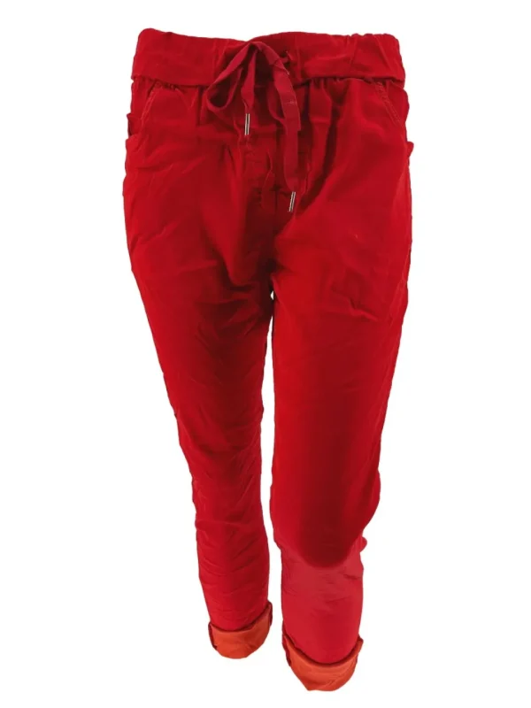 Jogg-jeans Italy in satijn-look rood