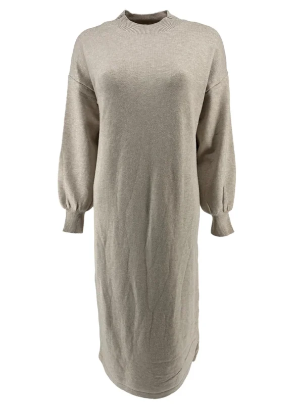 Jurk met lange mouwen en opstaande boord Melody beige (W2019)