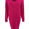 Jurk/tuniek met lange mouw en V-hals fuchsia (HJD7916) JMK