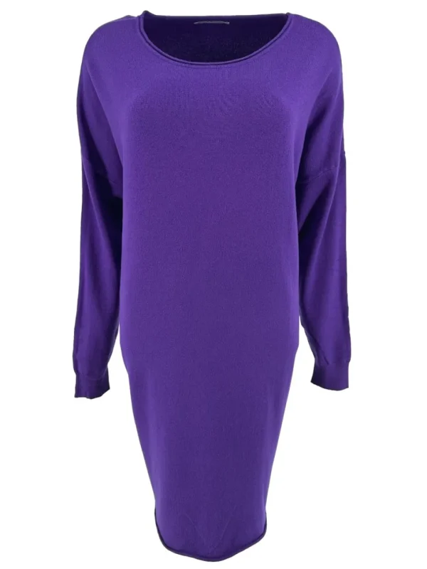 Jurk/tuniek met lange mouw en ronde hals paars (HJD7915)JMK