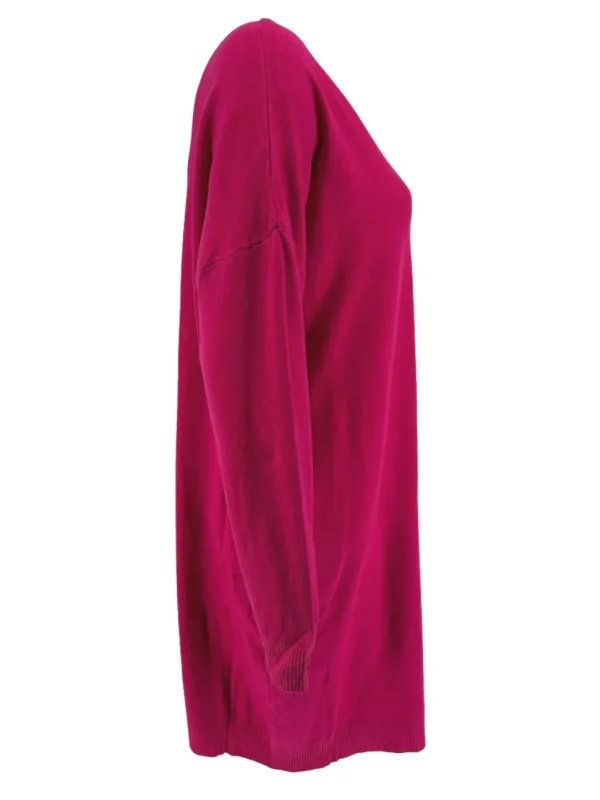 Jurk/tuniek met lange mouw en V-hals fuchsia (HJD7916) JMK