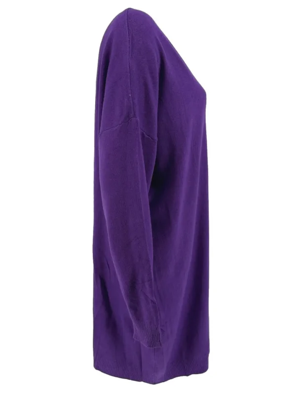 Jurk/tuniek met lange mouw en V-hals paars (HJD7916).JMK