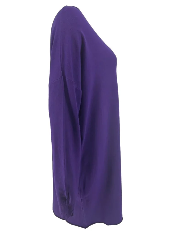 Jurk/tuniek met lange mouw en ronde hals paars (HJD7915)JMK