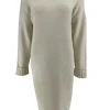 Jurk/tuniek met ronde hals en rib details creme (N7070)JMK