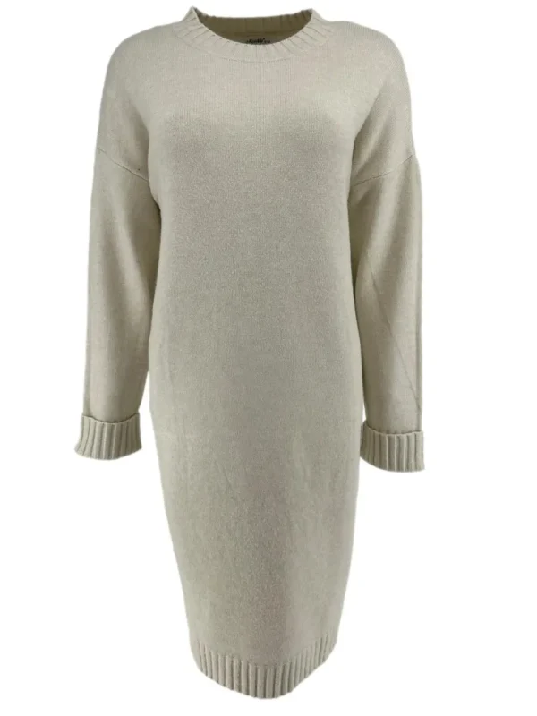 Jurk/tuniek met ronde hals en rib details creme (N7070)JMK