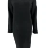 Jurk/tuniek met ronde hals en rib details zwart (N7070)JMK
