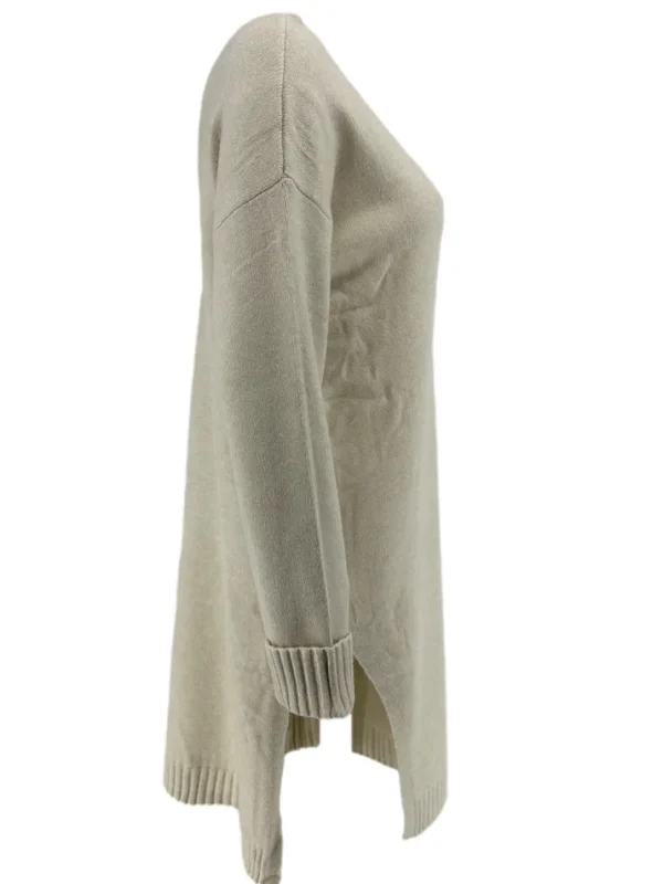 Jurk/tuniek met ronde hals en rib details creme (N7070)JMK
