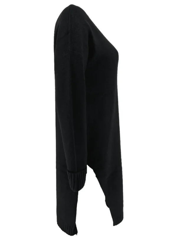 Jurk/tuniek met ronde hals en rib details zwart (N7070)JMK