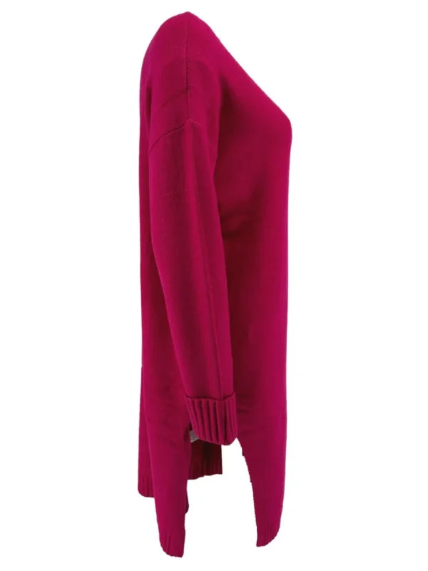 Jurk/tuniek met ronde hals en rib details fuchsia (N7070)JMK