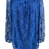 Kanten ballon blouse met koordje Celestine kobalt
