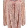 Kanten ballon blouse met koordje Celestine licht roze