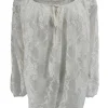 Kanten ballon blouse met koordje Celestine off-white