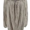 Kanten ballon blouse met koordje Celestine taupe