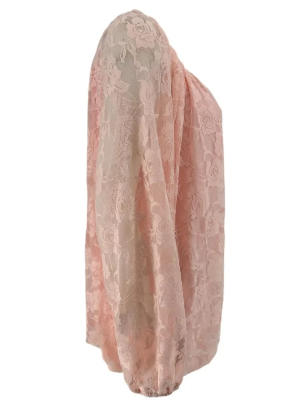 Kanten ballon blouse met koordje Celestine licht roze