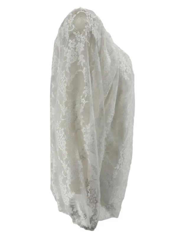 Kanten ballon blouse met koordje Celestine off-white