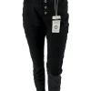 Karostar jeans met knoopsluiting zwart (K2751-1)