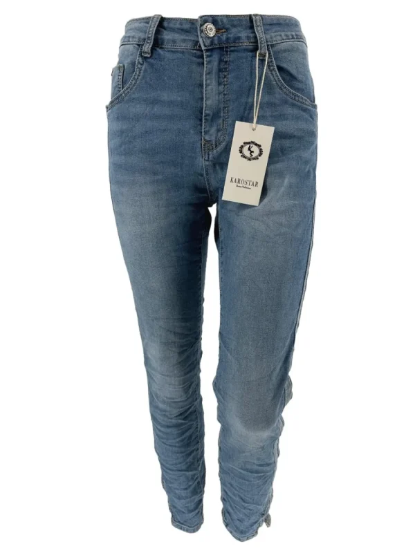 Karostar jeans met lichtere bies en ritssluiting (K2507)