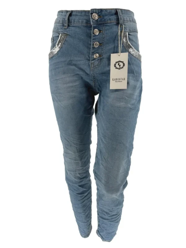Karostar jeans met pailletten op de zakken (K2574)