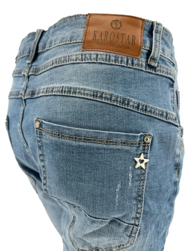 Karostar jeans met turquoise kleurige knopen (K2539)