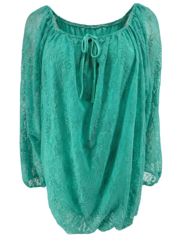 KLEINERE Kanten ballon blouse met koordje Celestine mint