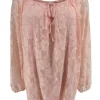 KLEINERE Kanten ballon blouse met koordje Celestine licht roze