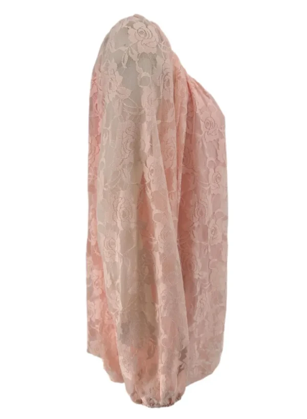KLEINERE Kanten ballon blouse met koordje Celestine licht roze