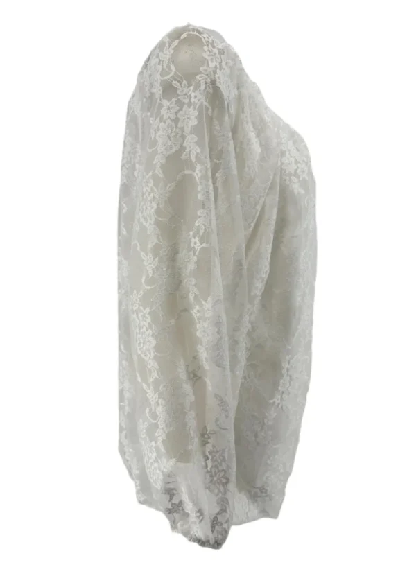 KLEINERE Kanten ballon blouse met koordje Celestine off-white