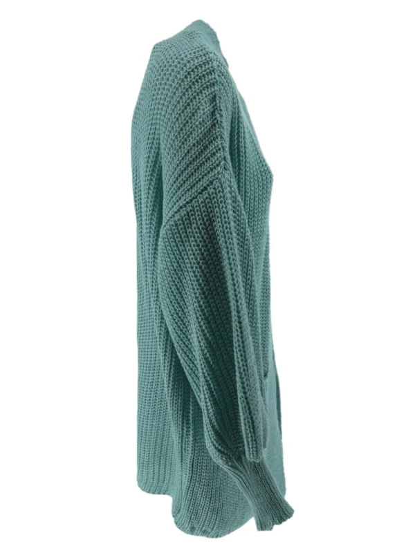 KORT gebreid vest met zakjes en pofmouw Carmen mint