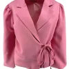 KORTERE blazer met strik aan de zijkant Mare licht roze