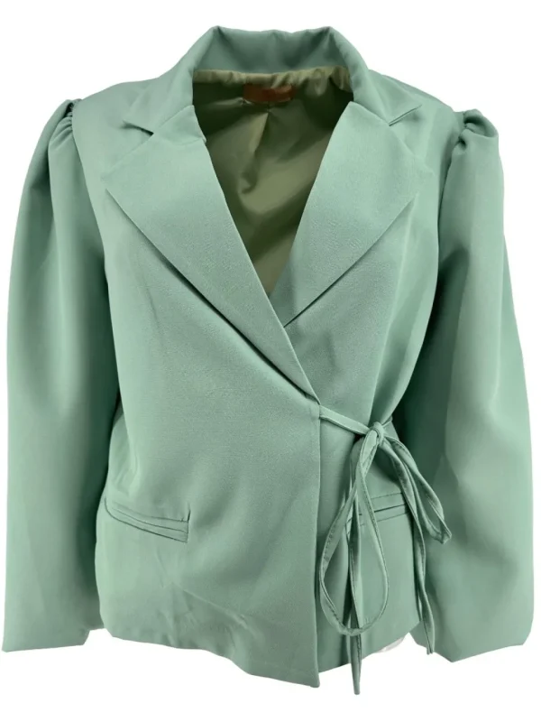 KORTERE blazer met strik aan de zijkant Mare licht groen