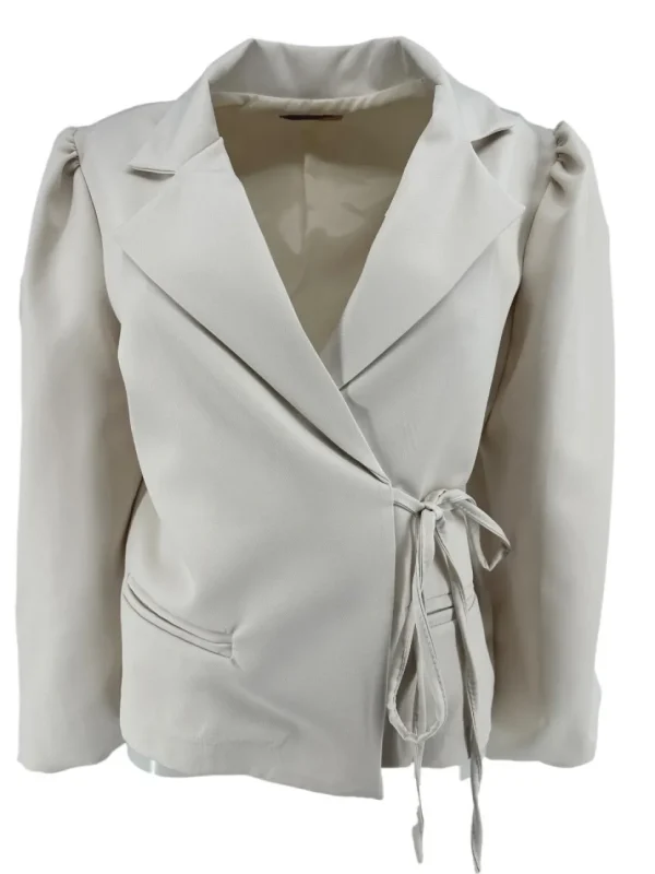 KORTERE blazer met strik aan de zijkant Mare beige