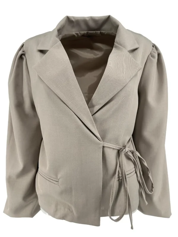 KORTERE blazer met strik aan de zijkant Mare taupe