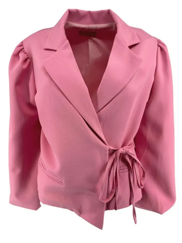 KORTERE blazer met strik aan de zijkant Mare licht roze