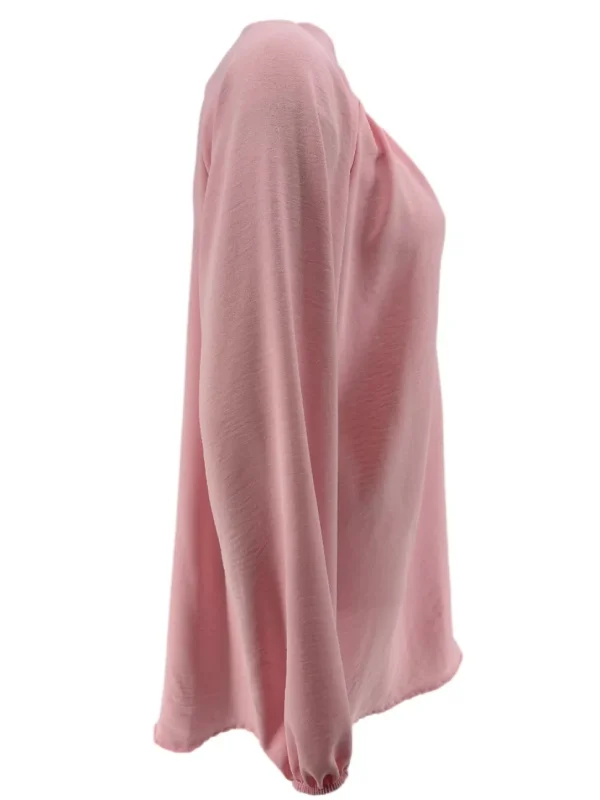 KORTERE blouse met opstaande kraag en 2 knoopjes Siske licht roze