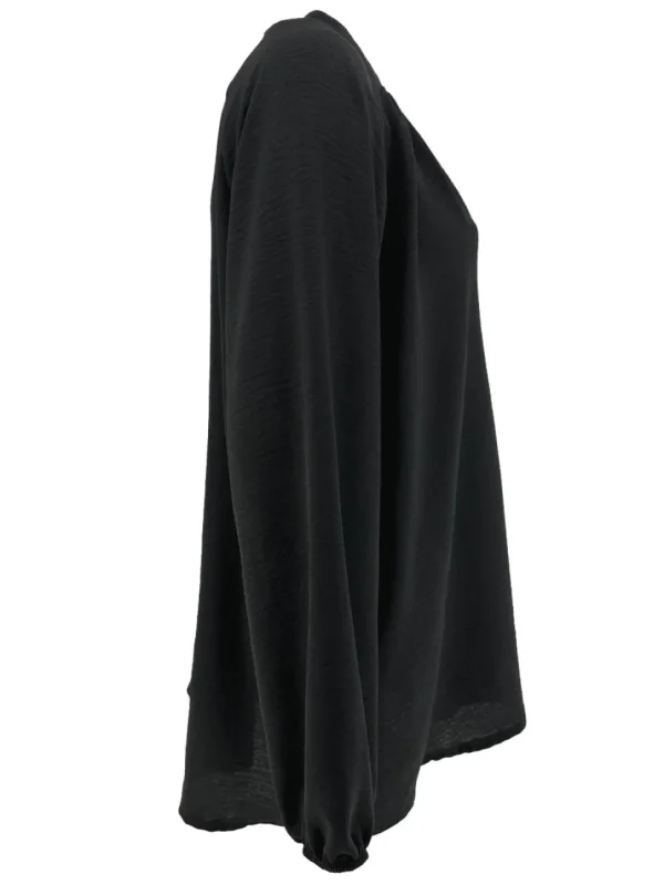KORTERE blouse met opstaande kraag en 2 knoopjes Siske zwart